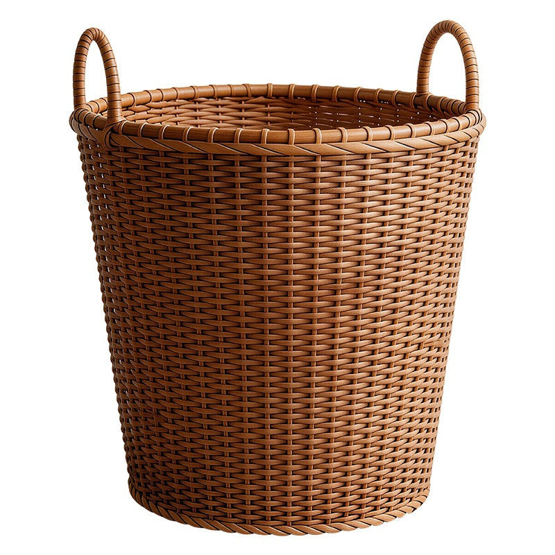 Handwoven Style Laundry Hamper – Round Storage Basket with Built-in Handles