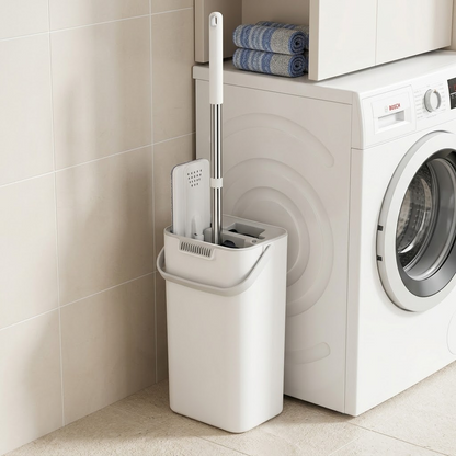 Hands-Free Flat Mop and Dual-Chamber Bucket Set – Dry/Wet Separation Self-Cleaning Floor Care System