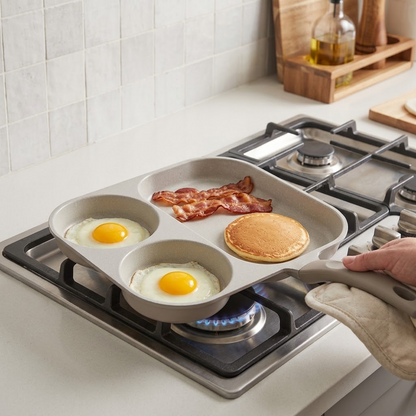 Multi-Section Divided Breakfast Skillet – 3-in-1 Non-Stick Frying Pan