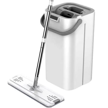 Hands-Free Flat Mop and Dual-Chamber Bucket Set – Dry/Wet Separation Self-Cleaning Floor Care System