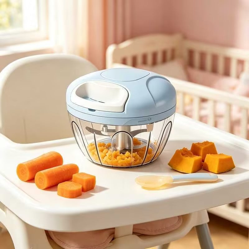 Manual Pull-String Food Chopper – Handheld Garlic and Vegetable Mincer